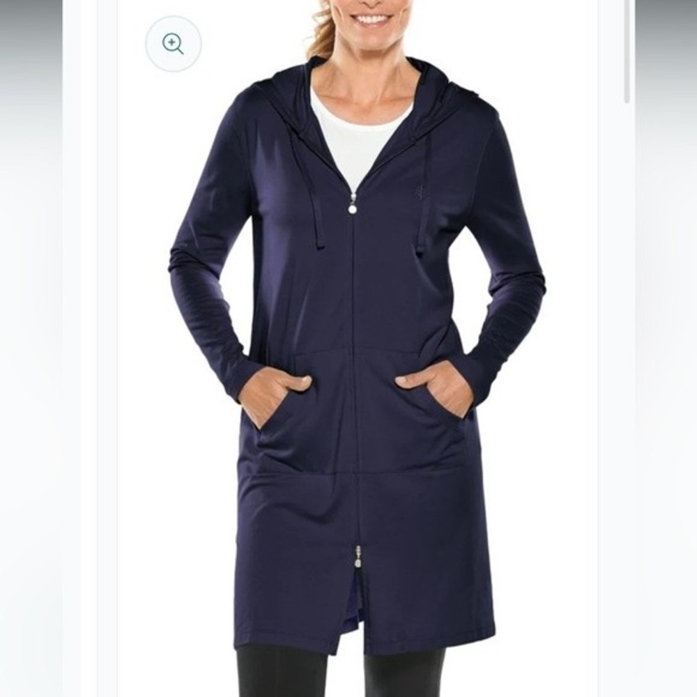 COOLIBAR Full Zip Long Lightweight Jacket Hood UV Sun Protection Light Blue XS